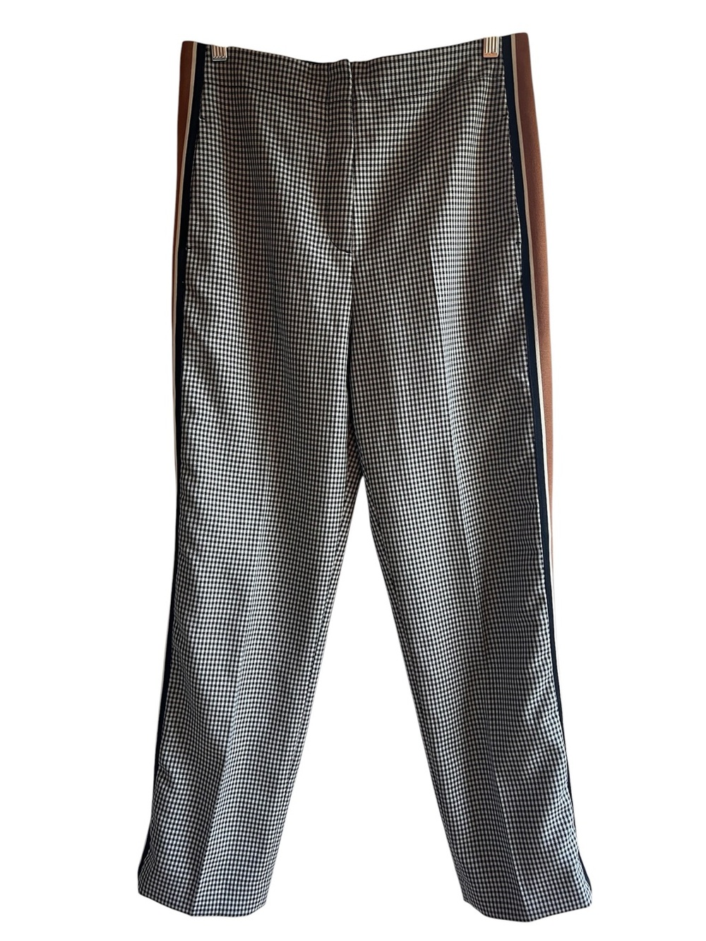 Sandro Houndstooth Side-Stripe high waist trousers size L excellent condition
